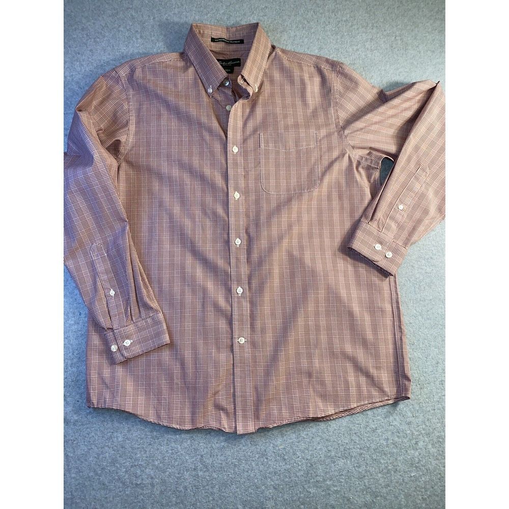 Eddie Bauer Relaxed Fit Button Up Shirt Mens Size L Striped‎ Red/white